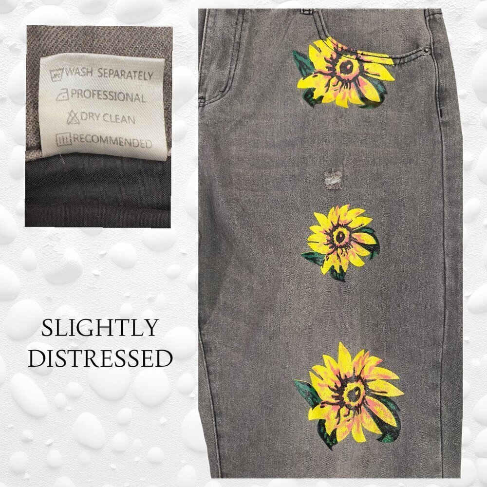 MISS LOOK Grey Sunflower Jeans – Size (Approx. XL) - Picture 2 of 7